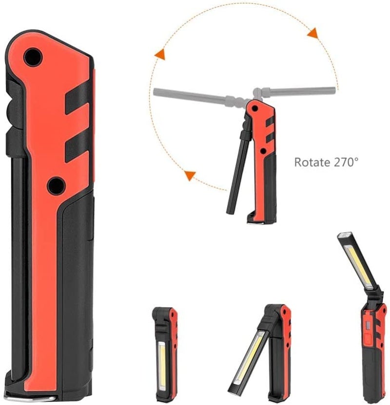 BESTSUN USB Work Light COB LED Inspection Light, BESTSUN Foldable Rechargeable Flashlight Portable Handheld Work Lamp with Magnetic Base & Swivel Hook & 4 Modes for Garage Mechanic Auto Car Truck Repair - Image 2